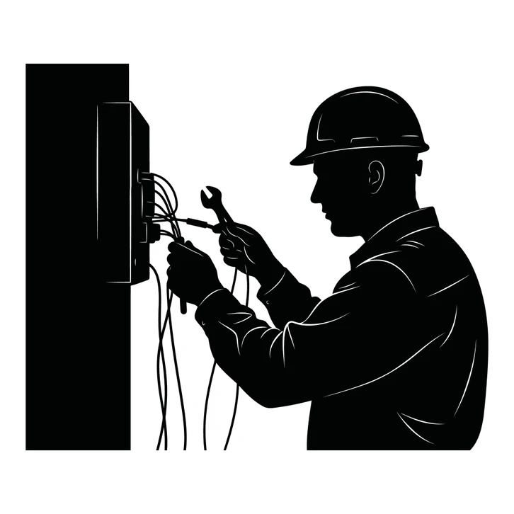 Photographie d'un professionnel en tenue de chantier (gilet, casque ou simple tenue de travail) discutant avec un client ou coordinateur dans un intérieur résidentiel en rénovation, montrant en arrière-plan ou contexte visuel des éléments relatifs à plusieurs métiers : gaines électriques, conduits de ventilation, matériaux de plâtrerie et outils associés, créant une atmosphère de chantier multi-disciplinaire bien organisé. L'image doit transmettre confiance, professionnalisme et coordination efficace d'un projet complet.